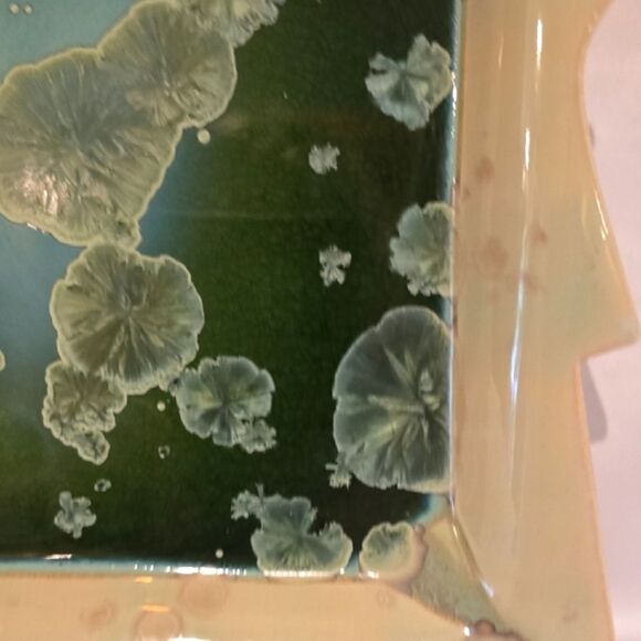 Cream and Green Ceramic Art Piece with Ethereal Design. One Of A KIND! - Picture 6 of 11